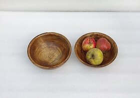 Onlinecraft Wooden Salad Bowl Ch7204 (Pack Of 2, Brown)