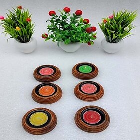 Onlinecraft Ch3273 Wooden Tealight Holder Set (Brown, Pack Of 1)