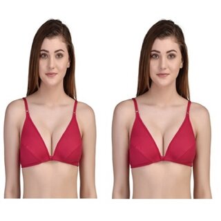 Zourt Poly Cotton B Cup Front Open Bra Set of 2 Rani-Rani