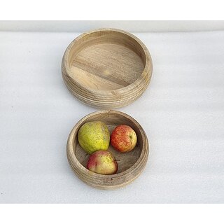 Onlinecraft Wooden Salad Bowl Ch7301 (Pack Of 2, Brown)