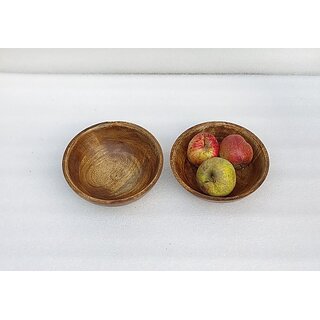 Onlinecraft Wooden Salad Bowl Ch7204 (Pack Of 2, Brown)