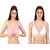 Zourt Poly Cotton B Cup Front Open Bra Set of 2 Light Pink-White