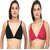 Zourt Poly Cotton B Cup Front Open Bra Set of 2 Black-Rani