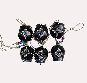 Onlinecraft Attractive Iron Cow Bell Hand Painted Festive Decor Cow Bells Jute Ropes Handheld Cowbell (Iron)