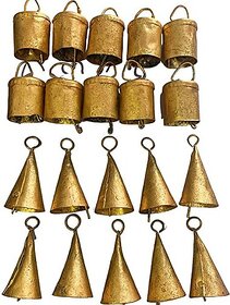 Onlinecraft Iron Cow Bell ( Gold ) 10Pc Cylender,10Pc Tringle Iron Cow Bell (Gold)