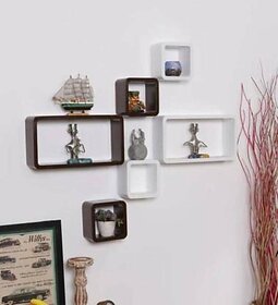 Wooden Wall Shelf Wooden Wall Shelf (Number Of Shelves - 6, White, Black)