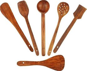 Onlinecraft Ch2793 Kitchen Tool Set (Borwen, Cooking Spoon, Spatula, Ladle)