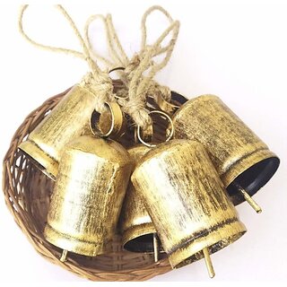 Onlinecraft Iron Cow Bell (Gold, Pack Of 5)