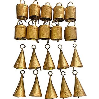 Onlinecraft Iron Cow Bell ( Gold ) 10Pc Cylender,10Pc Tringle Iron Cow Bell (Gold)
