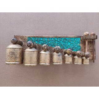 Onlinecraft Iron, Wooden Decorative Bell (Pack Of 1)
