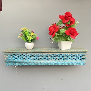 Wooden Wall Self ( H7709 ) Wooden Wall Shelf (Number Of Shelves - 1, Blue)