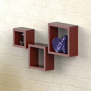 Sh6129 Wooden Wall Shelf Wooden Wall Shelf (Number Of Shelves - 3, Brown)