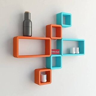 Wooden Wall Shelf Wooden Wall Shelf (Number Of Shelves - 6, Orange, Green)