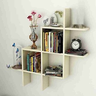 Wooden Wall Shelf (Number Of Shelves - 8, White)