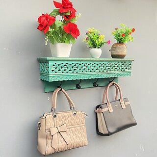 Wooden Wall Self ( H7716 ) Wooden Wall Shelf (Number Of Shelves - 1, Green)