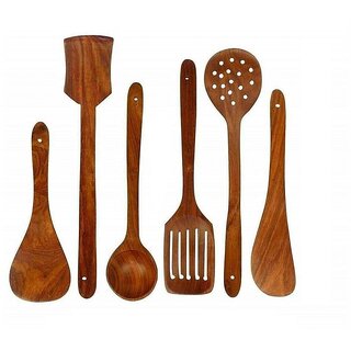 Wooden Spoon Kitchen Tool Set of 6 (Brown)
