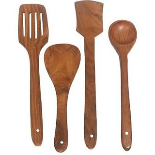 Onlinecraft Ch2806 Kitchen Tool Set (Brown, Cooking Spoon, Spatula, Ladle)