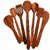 Set Of 7 Wooden Serving And Cooking Spoons Wood Brown Spoons Kitchen Utensil - C2918