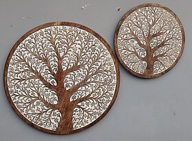 Mango Wood Carving Panel 24X24 Inch (White)