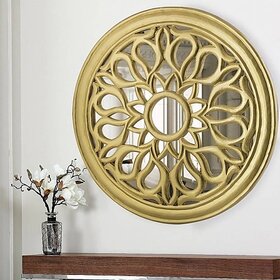Onlinecrafts Wooden Wall Decor (24 Inch X 24 Inch, Golden)
