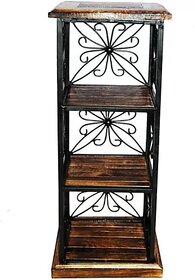 Onlinecraft Solid Wood Bedside Table Solid Wood Bedside Table (Finish Color - Black, Pre-Assembled)