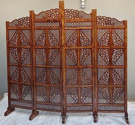 Onlinecraft Solid Wood Decorative Screen Partition (Free Standing, Finish Color - Brown, 4, Diy(Do-It-Yourself))