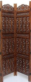 Onlinecraft Solid Wood Decorative Screen Partition (Free Standing, Finish Color - Borwn, 3, Diy(Do-It-Yourself))