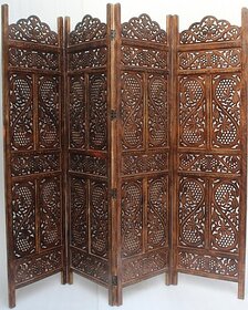 Onlinecraft Solid Wood Decorative Screen Partition (Free Standing, Finish Color - Brown, 4, Diy(Do-It-Yourself))