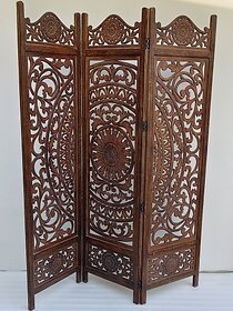 Onlinecraft Solid Wood Decorative Screen Partition (Free Standing, Finish Color - Brown, 3, Diy(Do-It-Yourself))