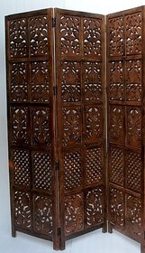 Onlinecraft Solid Wood Decorative Screen Partition (Free Standing, Finish Color - Brown, 4, Diy(Do-It-Yourself))