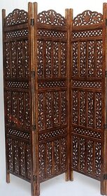 Onlinecraft Solid Wood Decorative Screen Partition (Free Standing, Finish Color - Borwn, 3, Diy(Do-It-Yourself))