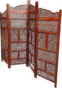 Onlinecraft Solid Wood Decorative Screen Partition (Free Standing, Finish Color - Brown, 4, Diy(Do-It-Yourself))