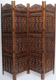 Onlinecraft Solid Wood Decorative Screen Partition (Free Standing, Finish Color - Brown, 4, Diy(Do-It-Yourself))