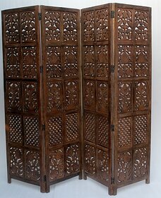 Onlinecraft Solid Wood Decorative Screen Partition (Free Standing, Finish Color - Brown, 4, Diy(Do-It-Yourself))