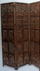 Onlinecraft Solid Wood Decorative Screen Partition (Free Standing, Finish Color - Borwn, 3, Diy(Do-It-Yourself))