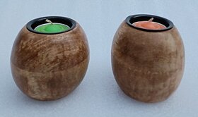 H3957 Wooden 1 - Cup Tealight Holder Set (Clear, Pack Of 1)