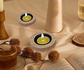 V3279 Wooden 1 - Cup Candle Holder Set (Gold, Pack Of 1)