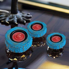 R3284 Wooden 1 - Cup Candle Holder Set (Blue, Pack Of 1)