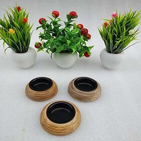 F3271 Wooden 1 - Cup Candle Holder Set (Gold, Pack Of 1)