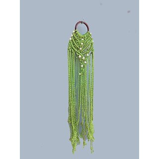 Onlinecraft Wall Hanging Attractive Macrame Wall Shelves For Home Decoration (Green)