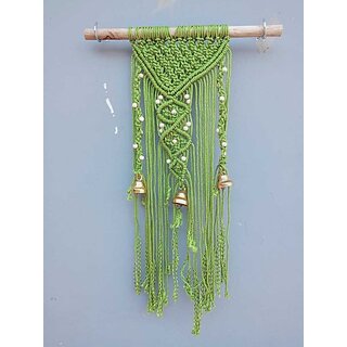 Onlinecraft Gorgeous And Unique Design Macrame Wall Hanging Item (Green)