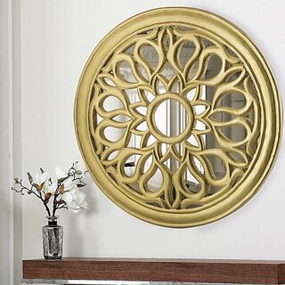 Onlinecrafts Wooden Wall Decor (24 Inch X 24 Inch, Golden)