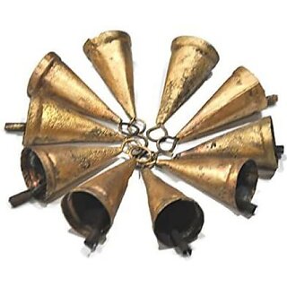 Onlinecraft Cow Bell 10 Pcs Pack Of 10 (3 Inch X 1 Inch, Gold)