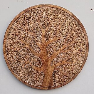 Onlinecraft Mango Wood Carving Wall Panel Brown (24 Inch X 24 Inch, Brown)