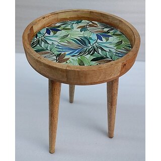 Onlinecraft Wooden Side Table Engineered Wood Side Table (Finish Color - Green, Pre-Assembled)