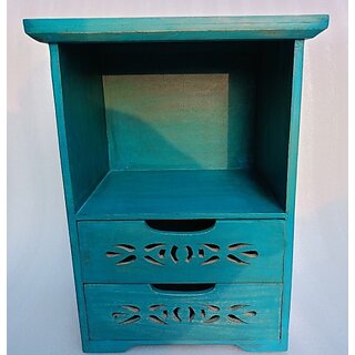 Onlinecraft Solid Wood Bedside Table (Finish Color - Blue, Diy(Do-It-Yourself))