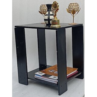 Onlinecraft Engineered Wood Bedside Table (Finish Color - Black, Pre-Assembled)