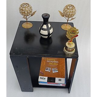 Onlinecraft Engineered Wood Bedside Table (Finish Color - Black, Pre-Assembled)