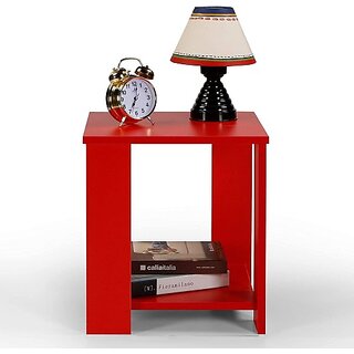 Onlinecraft Engineered Wood Bedside Table (Finish Color - Red, Pre-Assembled)