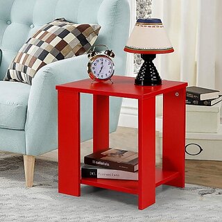 Onlinecraft Engineered Wood Bedside Table (Finish Color - Red, Pre-Assembled)